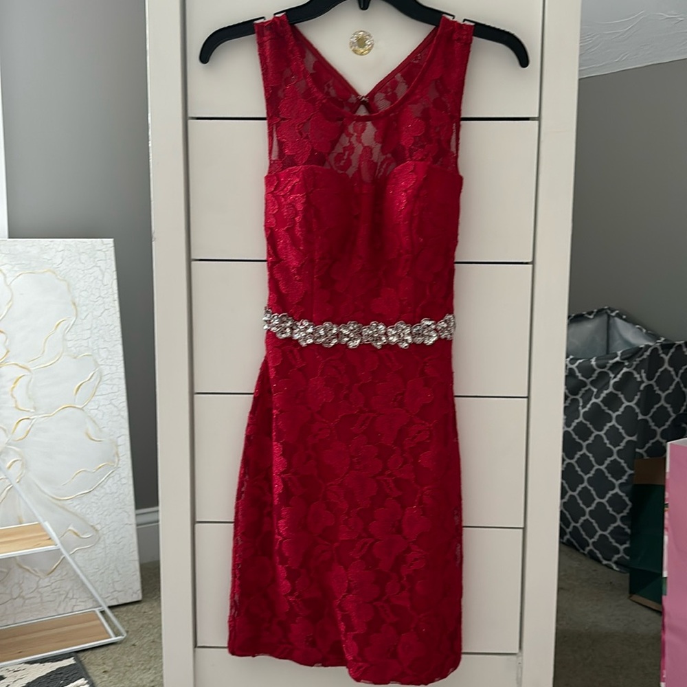 Size 3 red lace homecoming/semiformal dress